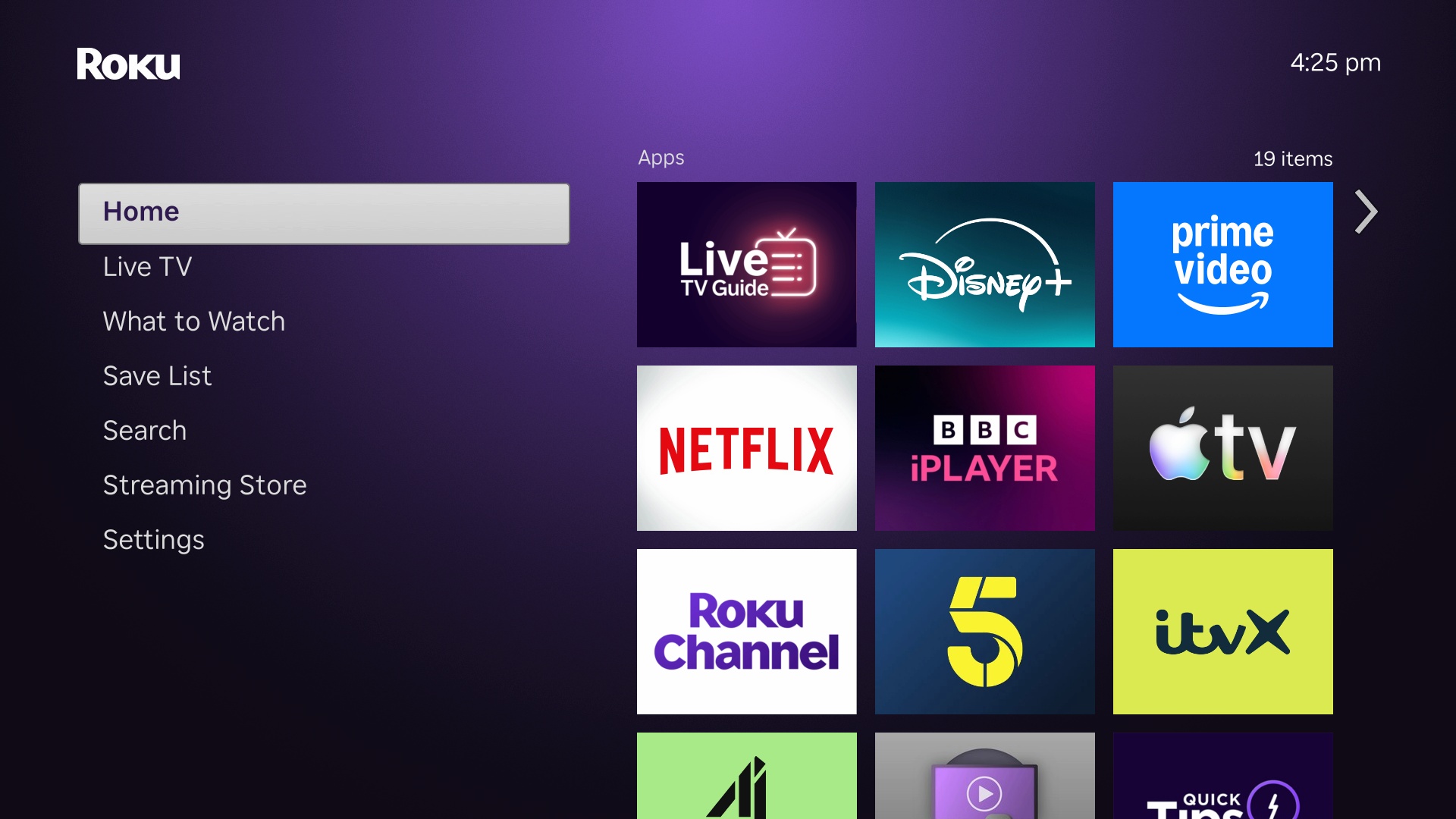 Roku Home Screen